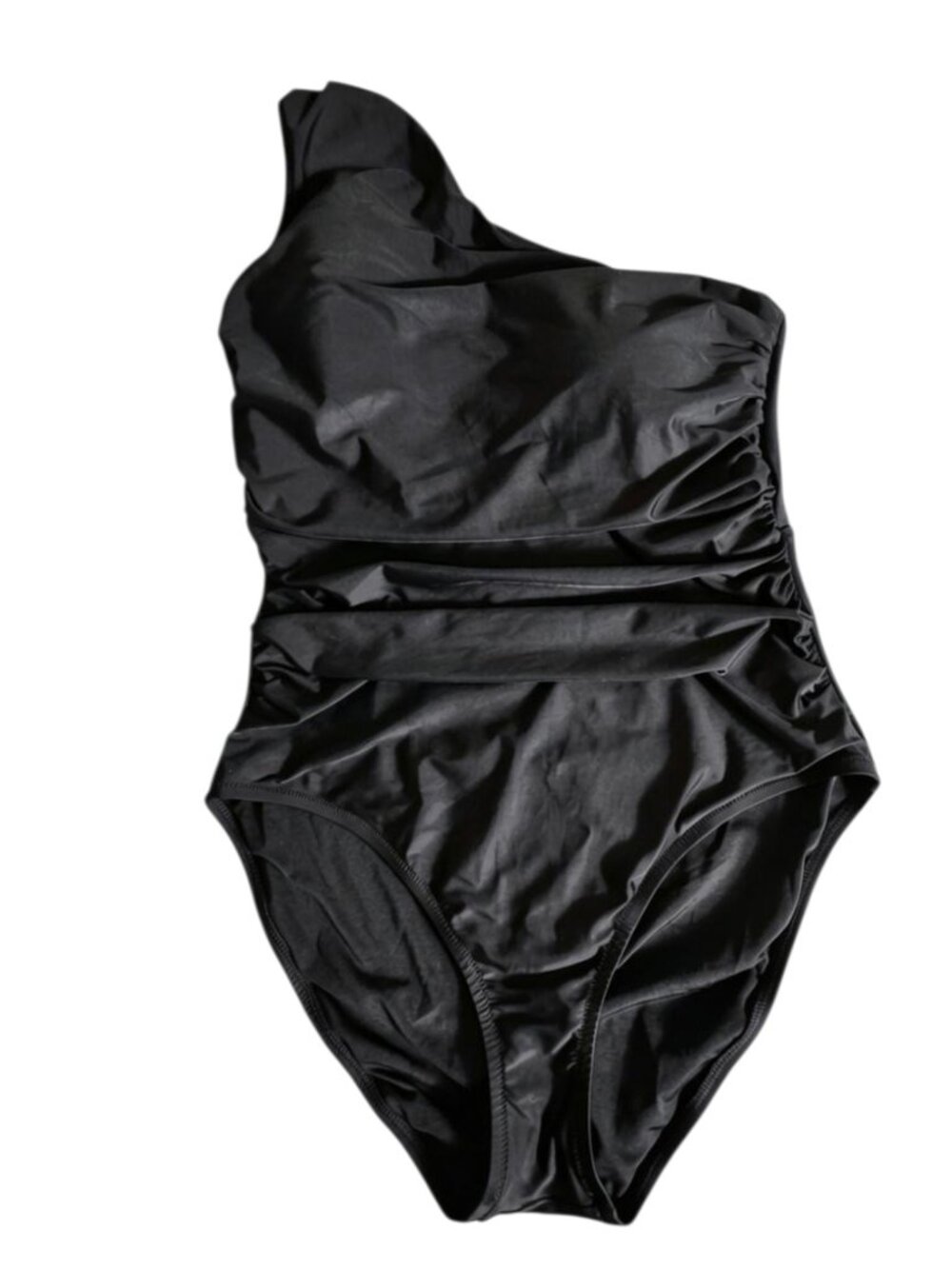 J.Crew Sleek Ruched One-Shoulder One-Piece Swimsuit Black Size 16